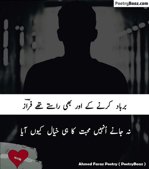 Ahmed Faraz Sad Poetry on Mohabbat in Urdu 2 lines