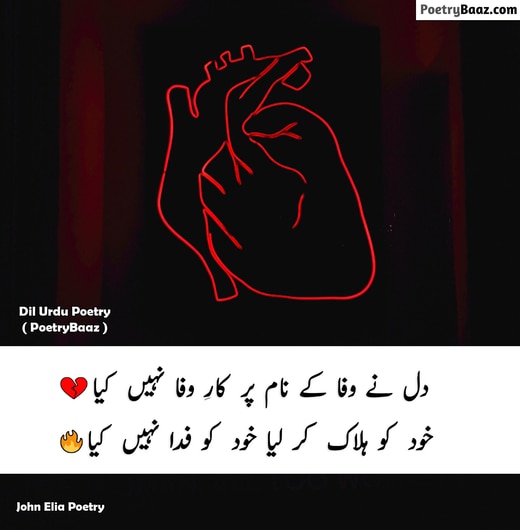 2 lines Sad Urdu Poetry on Dil