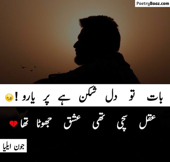 Jaun Elia Poetry on Ishq and Love in Urdu Text 2 lines