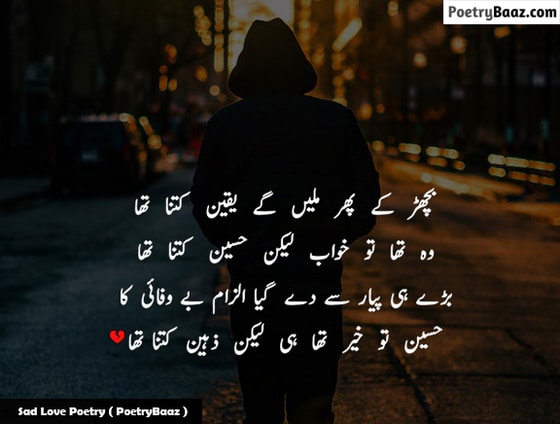 sad love poetry in urdu about bicharna 